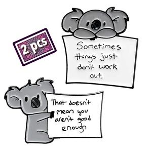 1 LEFT‼️ Set of 2 Inspiring Koalas Pins Mental Health Koala Bears Quotes Badges